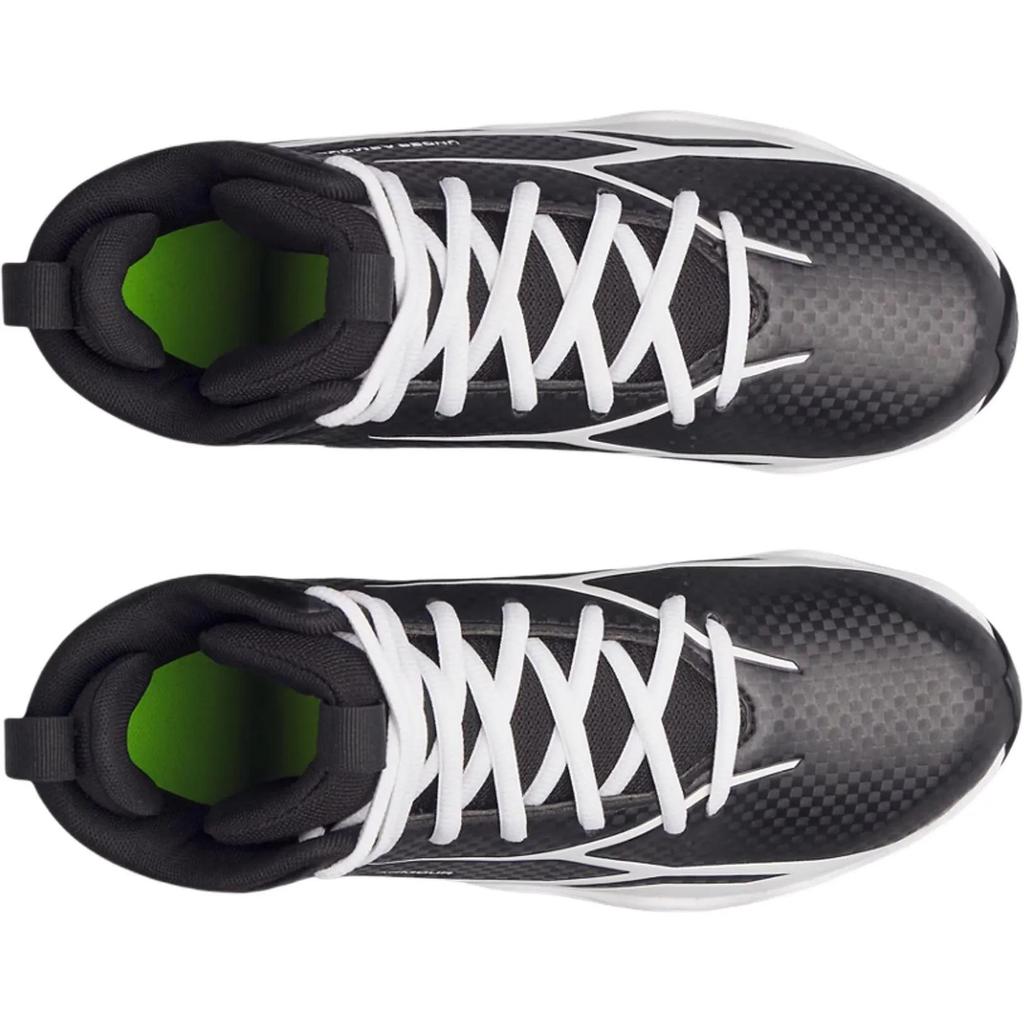 Under Armour Spotlight Hammer Mid top Soccer Shoes Black White Kids' (Unisex) Kids' Soccer Shoes 6006224 001