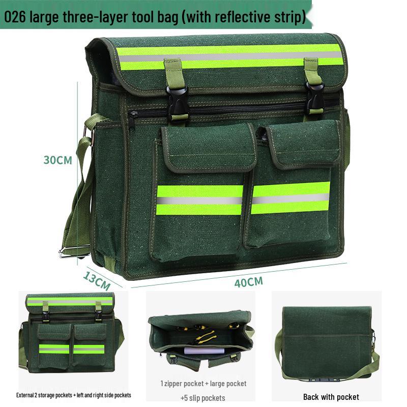 Sturdy Multifunctional Canvas Electrician Tool Bag - Durable, Wear-Resistant Hardware Organizer Pouch