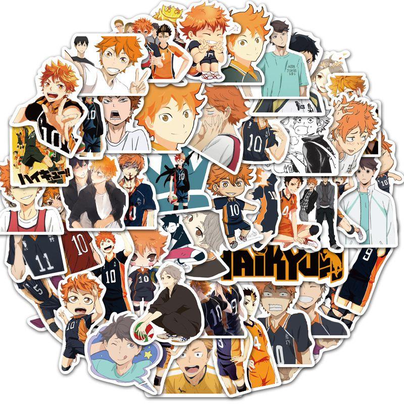 Comic 52pcspack Haikyuu Sticker Luggage Laptop Guitar Waterproof Bike Decals