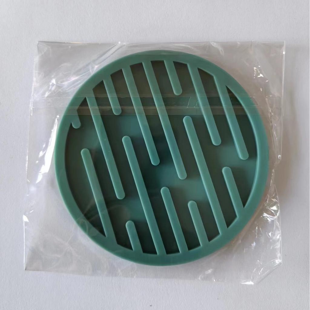Round Silicone Coaster Striped Water-draining Coasters Anti-slip Heat-insulating Coaster Heat-resistant Coffee Beverage Coaster