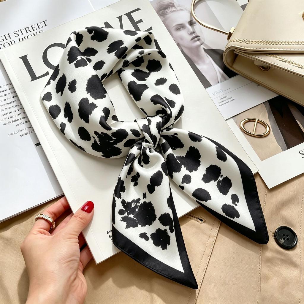 Simple temperament Spring and summer female imitation silk scarf versatile Korean version casual small square scarf neck protection decorative scarf