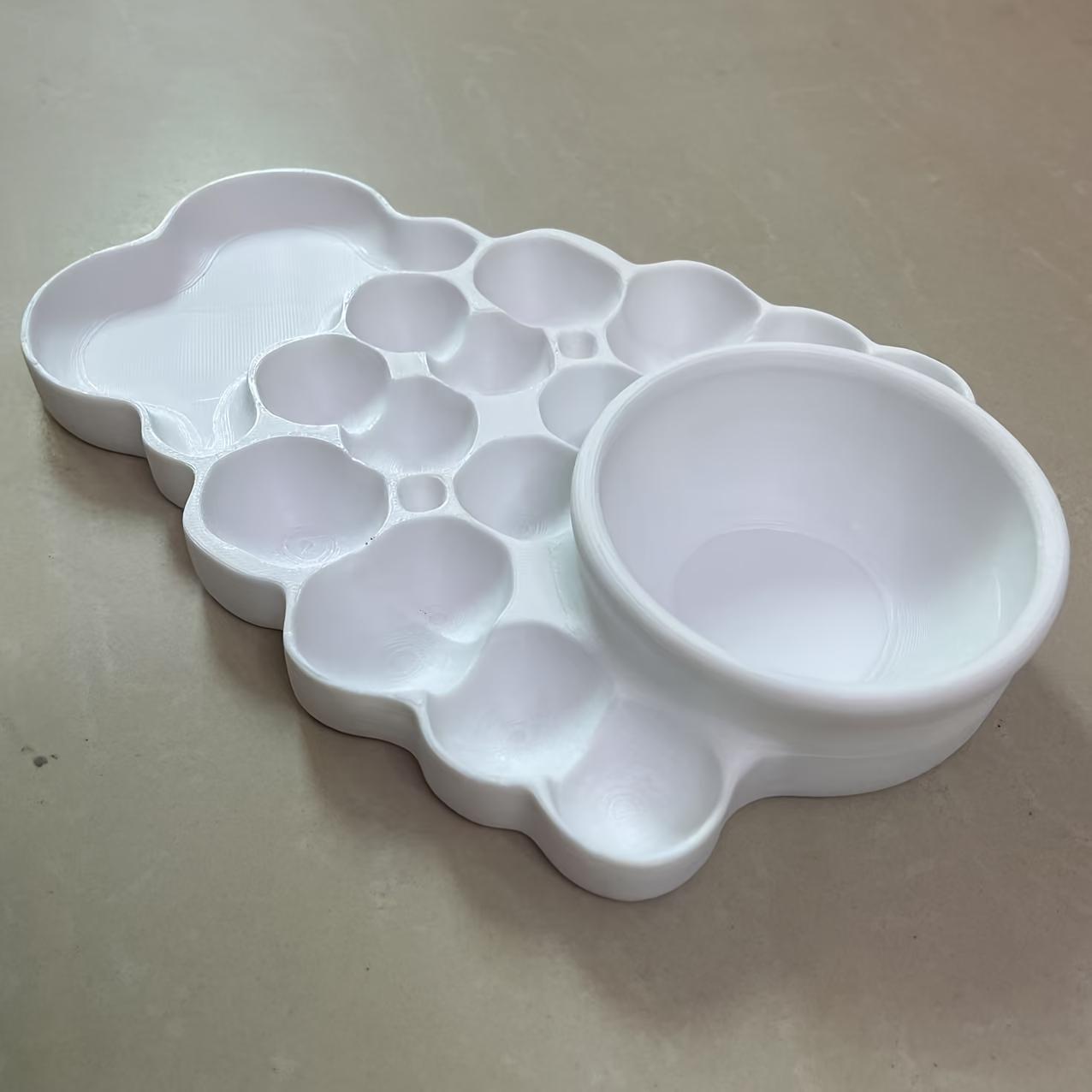 

New 3D Printed White Plastic Paint Palette Tray, Portable Pigment Mixing Tray for Watercolor, Kids & Adults