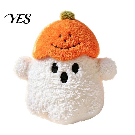 Comfortable Desk Companion Halloween Pumpkin Ghost Plush Pillow, Cute Soft Stuffed Animal Sofa Cushion Toy with Embroidery Details for Living