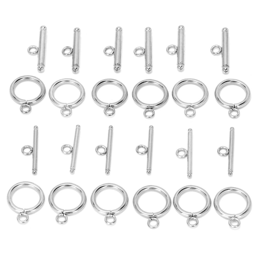 Necklace Bracelet DIY Round Toggle Clasps TBar Clasps for Jewelry Making Steel Color