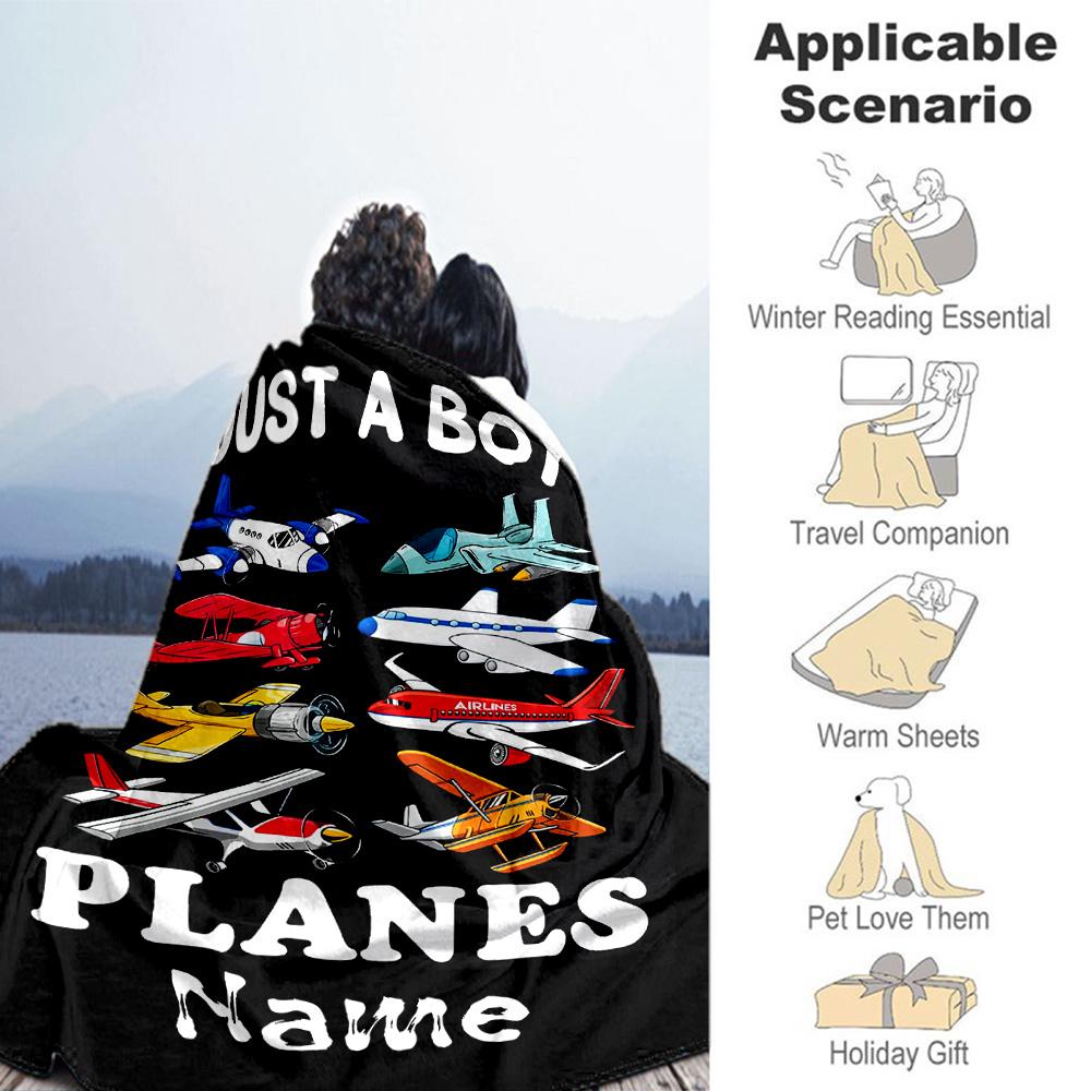 Aircraft Model Personalized Name Blanket Gift Customizable Blanket Comfortable Versatile for Couch Chair Home Decor Livingroom