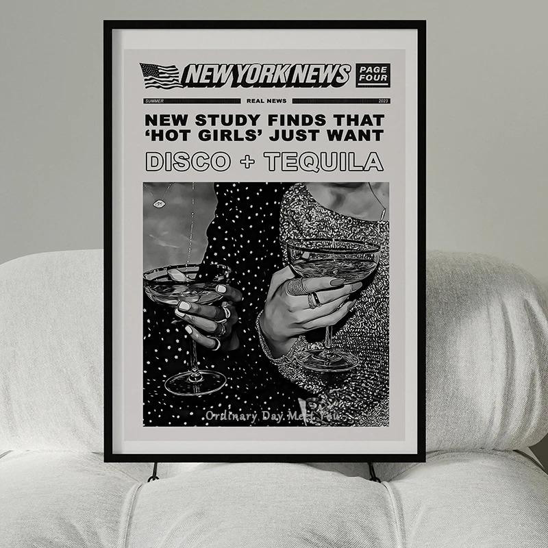 Vintage Diskokugel Poster Diskokugel auf Damenabsätzen Disco Martini Leinwandmalerei Drucke Wandkunst Bilder Zimmer Heimdeko