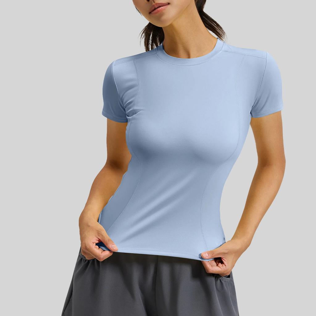 New Summer Women's Sports Tights Yoga Wear Short sleeved Tops Female Running Fitness T-shirts