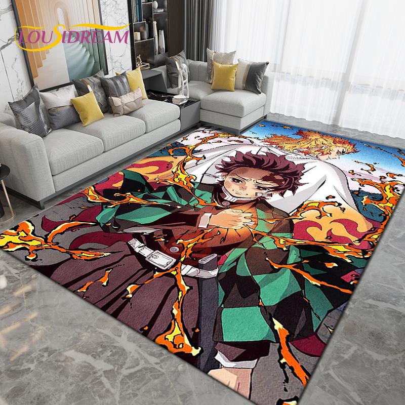 Cartoon Demon Slayer Area Rug Large,Carpet Rug for Living Room Children's Room Decoration,Kids Play Crawl Non-Slip Floor Mat