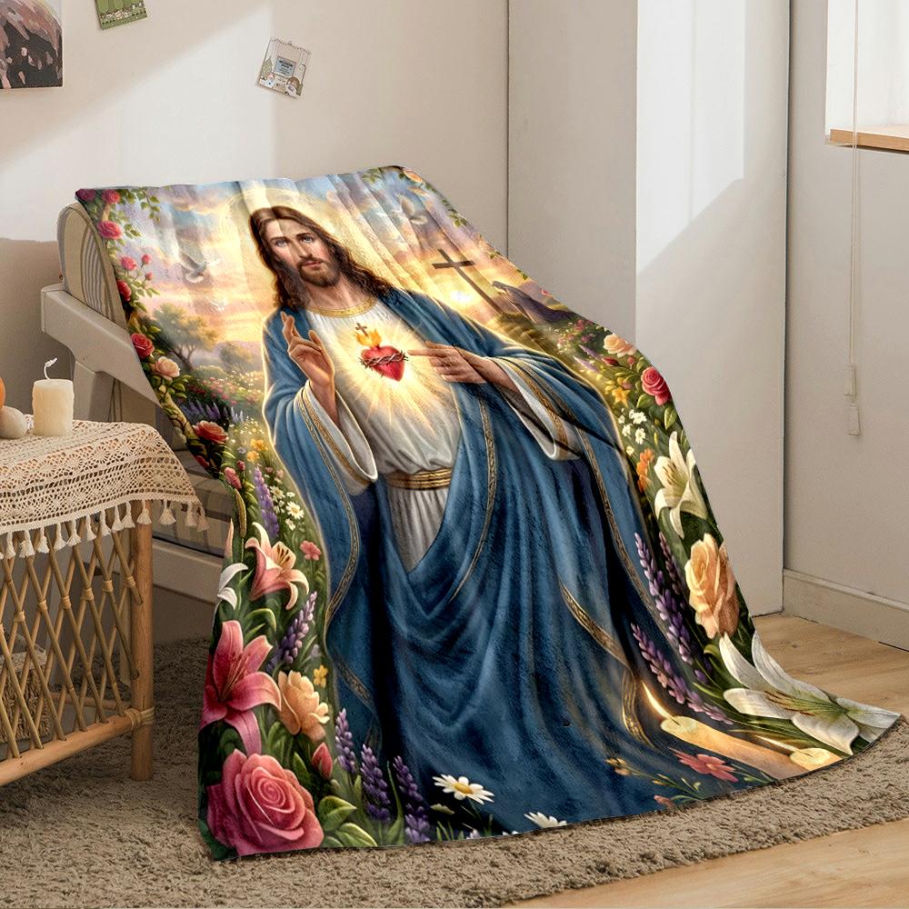 Sacred Heart of Jesus Religious Blanket DesignFlannel blanket for bedroom, living room, sofa, and nap