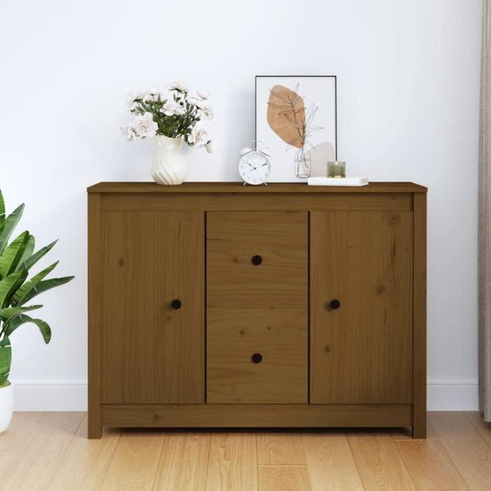 814567 vidaXL Buffet Marron miel 100x35x74 cm Bois massif de pin