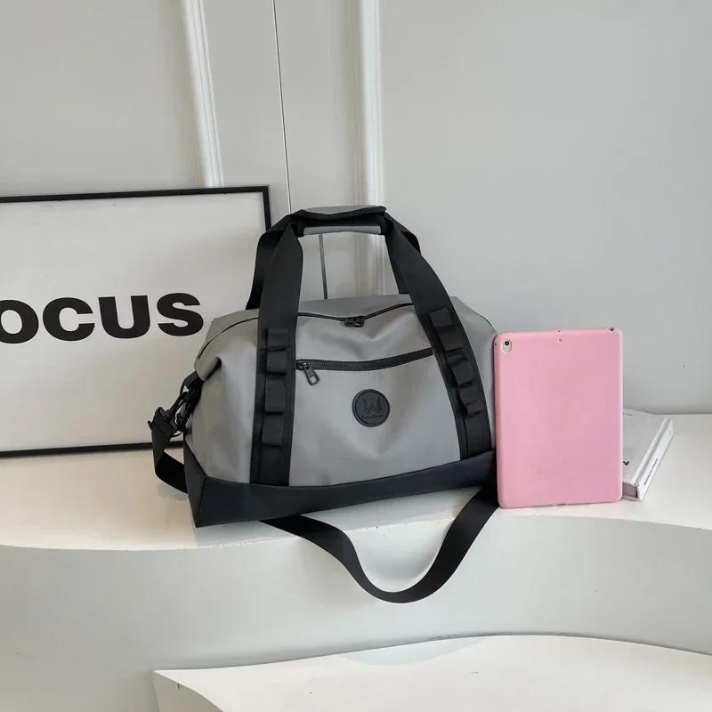 Genți de călătorie de damă de mare capacitate, linie de cusături, moale, de înaltă calitate, casual, monocromatic, cu fermoar, Oxford