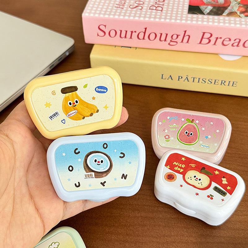 Cartoon Fruits Contact Lenses Box Portable Contact Lens Case With Tweezer Suction Stick Set For Travel Kit Holder