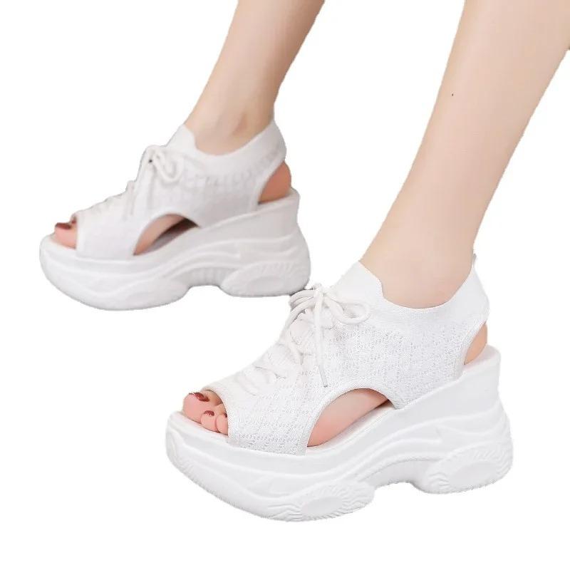 

Модная женская обувь 2024 года, брендовые женские босоножки на шнуровке, взрывной стиль, однотонные туфли, женские босоножки на платформе, женские босоножки на платформе, женские босоножки Ete 34 белый