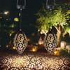 Solar-Powered Metal Olive Ball Water Drop Pendant Light Outdoor Garden Landscape Lamp Festive Decorations