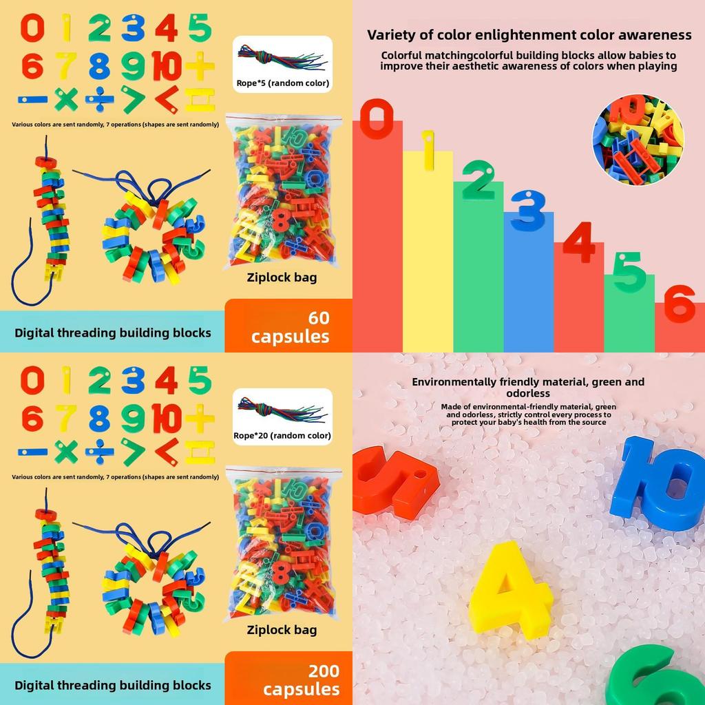 Educational Plastic Number Bead Sequencing Toy For Preschool Kids Learning And Fine Motor Skills Development