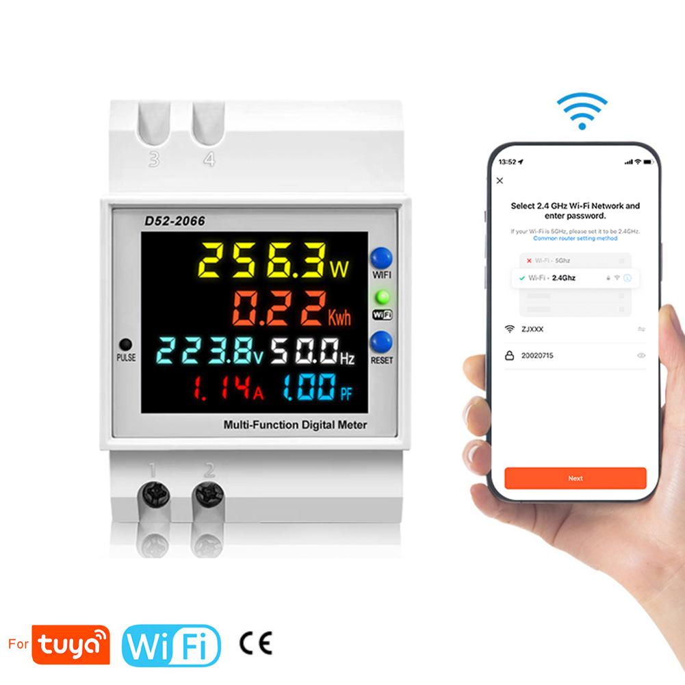 DIN Rail Electricity Meter Digital Display Power Meter Power Failure Memory Real-time Voltage Display For Home And Office
