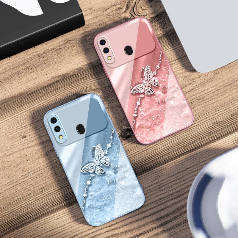 An elegant blue butterfly For Samsung A73 72 71 A70 56 55 54 A53 52 51 50 42 A35 A34 33 32 31 26 25 24 23 22 30 glass phone case