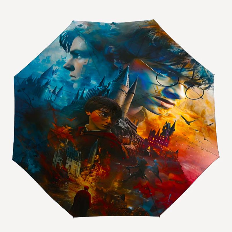 1pc Harry Potter and the Deathly Hallows Automatic Opening and Closing Folding - A Good Choice for Gifts, Fashionable and Convenient Umbrella With Cut