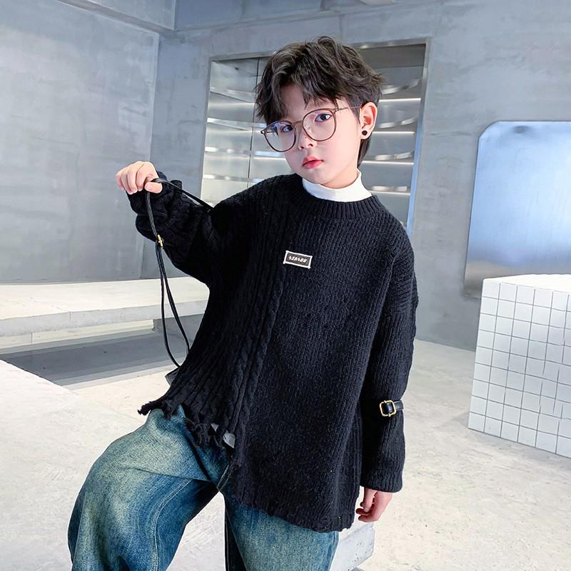 Boys Winter Thick Knit Sweater Trendy Distressed Pullover Kids 8-14 Years Old