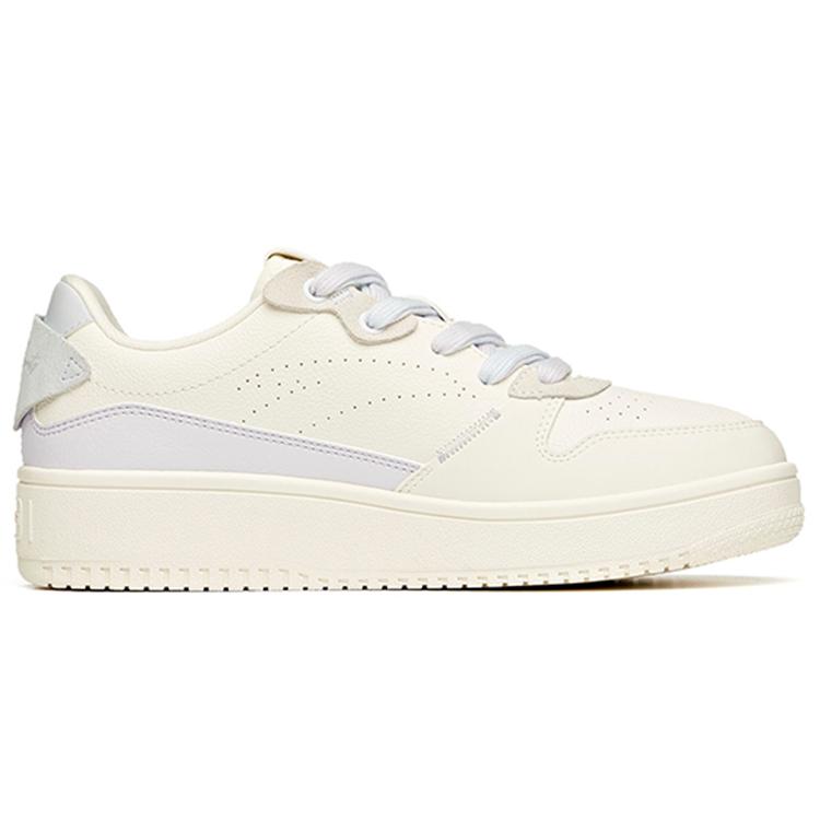 Anta Life Collection Synthetic Leather Slip Resistant Abrasion Resistant Low top Skateboard Shoes Women's White Purple 922118018-1