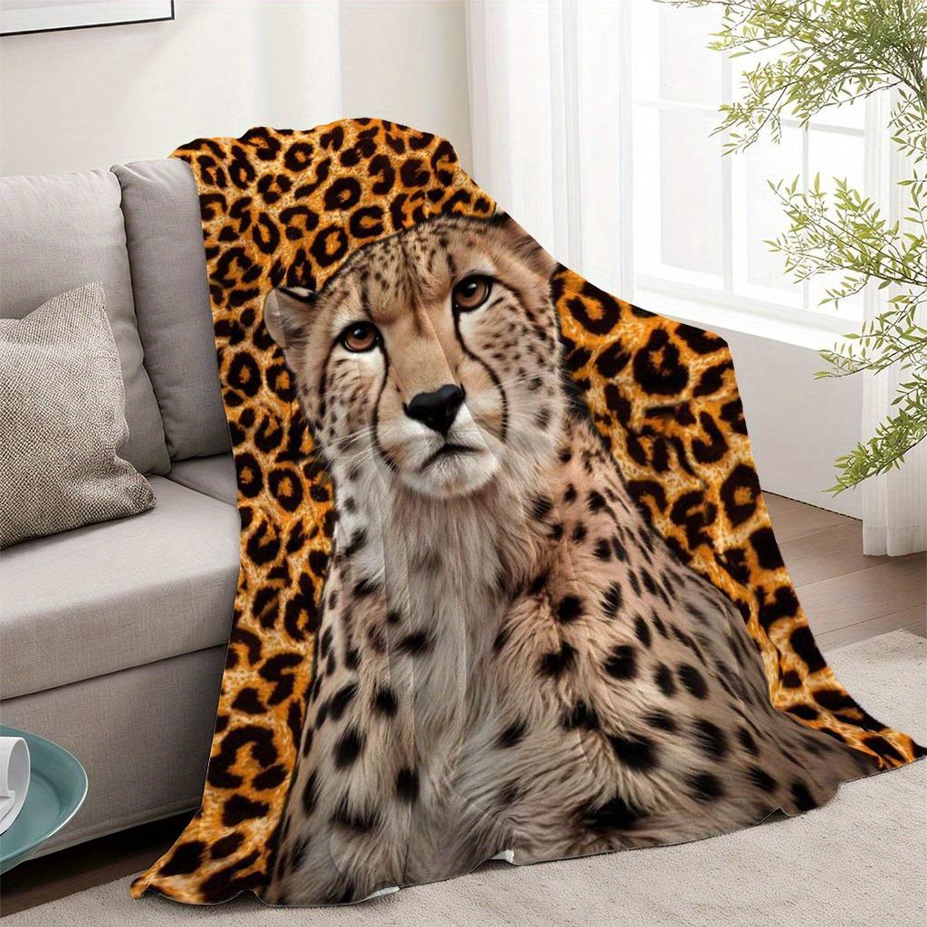 Leopardenmuster Flanell Überwurfdecke Stilvoll Weich Gemütlich Fleece für Sofa Büro Auto Ganzjahres Spaß Geschenk 150x200cm 59x79in