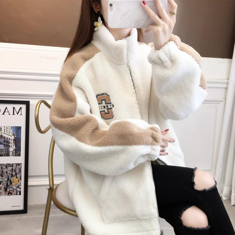 

Женская куртка на подкладке из флиса из овечьей шерсти: 2024 Зимний свитшот Горячий стиль S Recommended within 50 kg