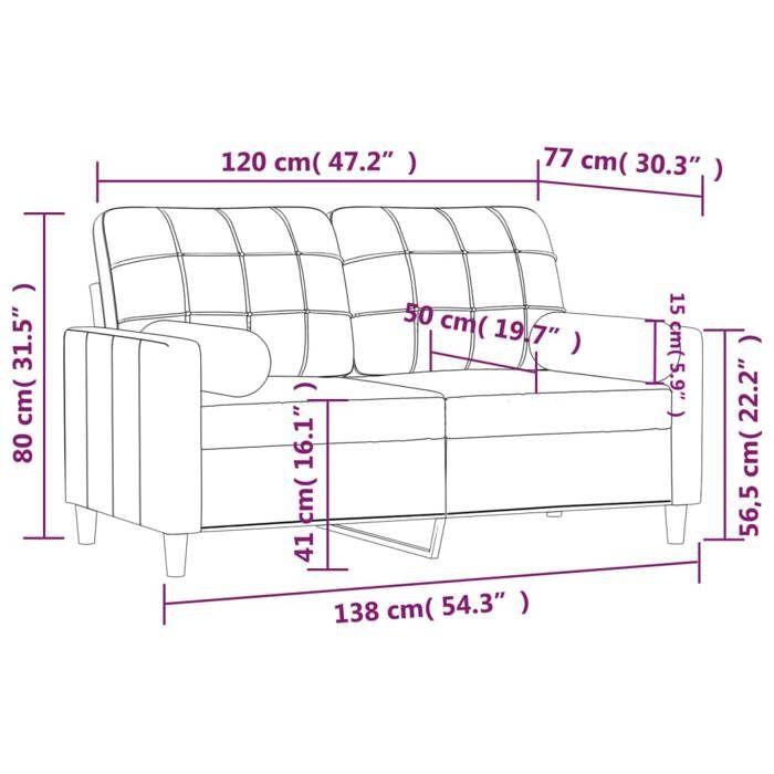 VidaXL 2-seater Sofa with Decorative Pillows Cream 120 Cm Fabric, Sofa, Loveseat, Living Room Sofa, Sofas, Sofa 3200776