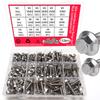 132pcs Stainless Steel Hexagonal Flange Bolt and Nut Set, M5, M6, M8 Flange Bolts and Nuts, Flange Plate, for DIY Projects.