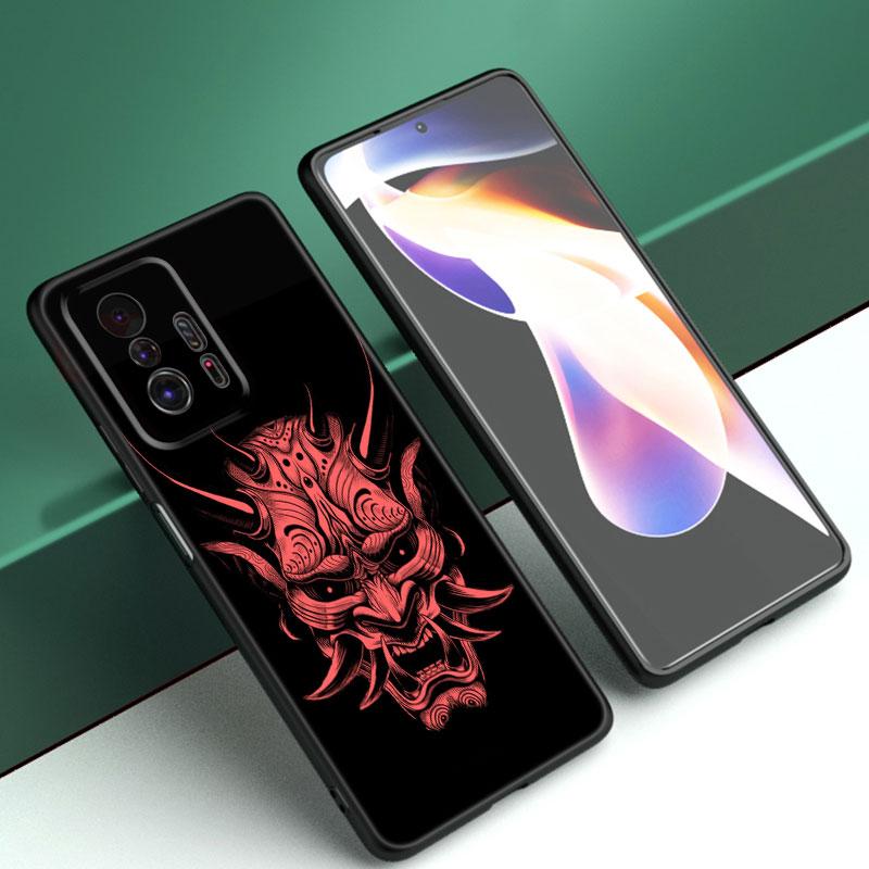 Samurai Oni Mask Phone Case For Xiaomi Mi A2 8 9 SE Note 10 10T 11 12 Lite 9T 11T 12S 12T Pro A3 6X 12X Soft TPU Black Cover