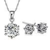 Women Wedding Party Cubic Zirconia Pendant Necklace Stud Earrings Jewelry Set