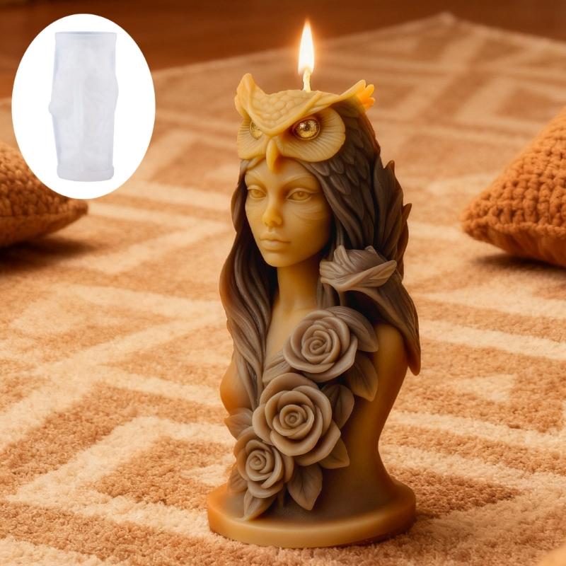 Sturdy Silicone Candle Mould Featuring Owl Girl Designs for Festival Home Decoration and Craft Projects