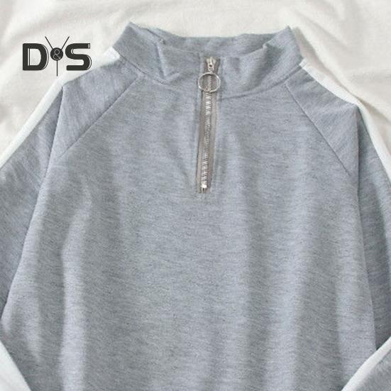 2 stk/sett Sweatshirt Bukser Sett Stativ Krage Glidelås Løs Myk Elastisk midje Ankelbånd Brede benlommer Fargematchende kvinner Høst Vår Joggedress