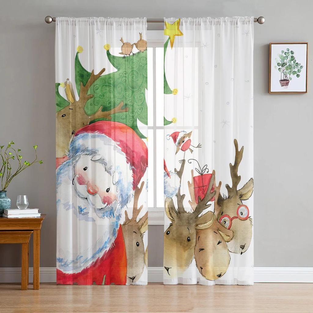 Panda Forest Funny Tulle Window Curtain for Livingroom Printed Sheer Curtain Home Decor Window Panels Chiffon Drapes
