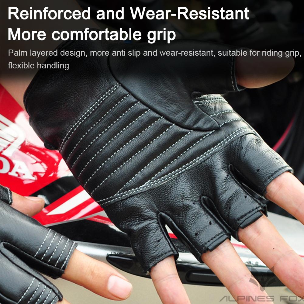 Summer Motorcycle Gloves Fingerless Leather Moto Driving Half Finger Gloves Breathable Retro Motorbike MTB Fingerless Gloves Men