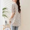 Blumen-Netz-Patchwork-Kurzarm-T-Shirt für Damen Sommer Neu Übergröße Damen Mittellanges lockeres Oberteil
