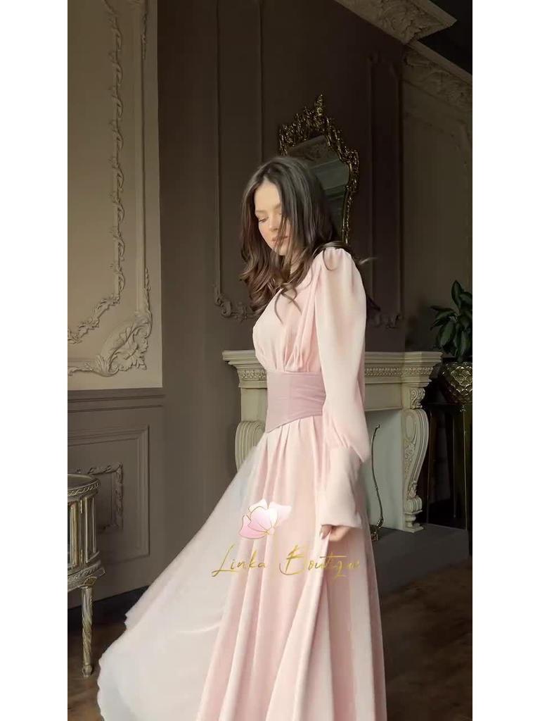 Retro Long Sleeve Waist-Cinching Fairy Dress 2025 - European and American Spring Style