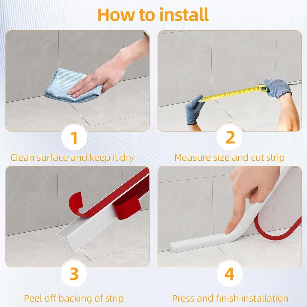 1PC 1/2m Flexible Quarter Round MoldingCaulk Strip for Wall Edge Floor Corner,Bendable Self-Adhesive Baseboard Trim