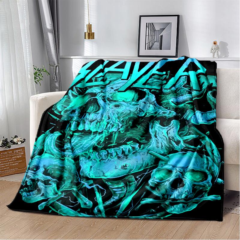 3D Retro Band Slayer Heavy Metal Rcck Sign Blanket,Soft Throw Blanket for Home Bedroom Bed Sofa Travel Cover Kid Gift