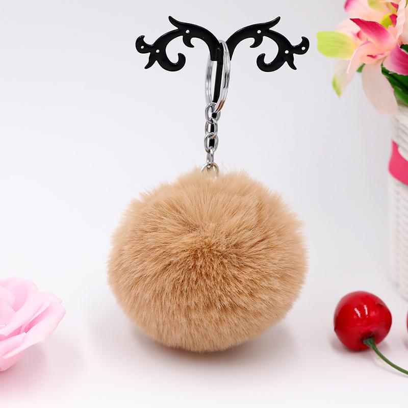 8CM Fluffy Rabbit Fur Ball Key Chain Cute Candy Colors Pompom Artificial Rabbit Fur Keychain Women Car Bag Key Ring