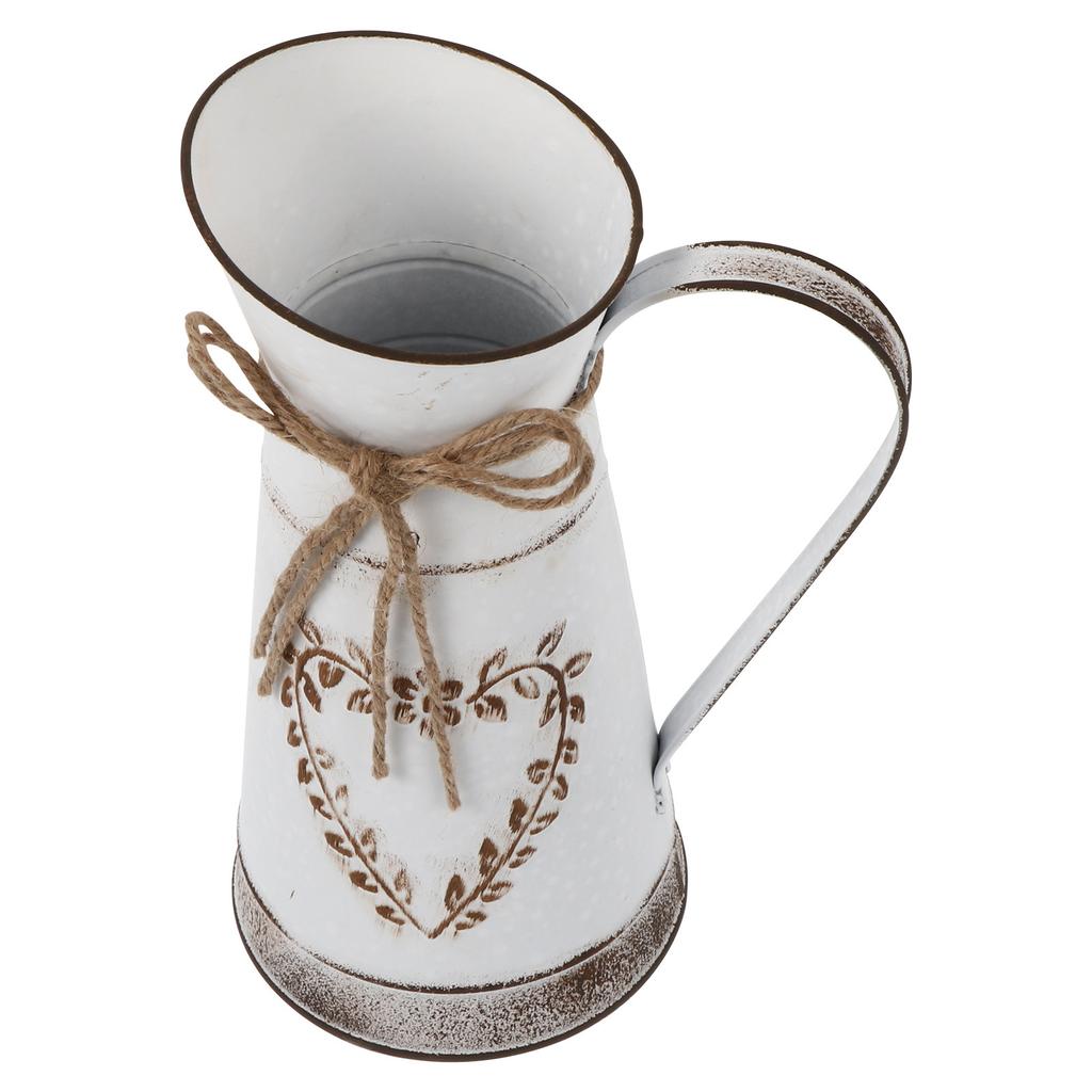 Heart Shaped Flower Vase Decorative Metal Iron Bucket for Natural Artificial Flowers Vintage Farmhouse Style Tabletop Ornament