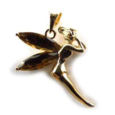 [A8090] - Brown Gold Plated 'Tinker Bell' Pendant - 20x27 Mm