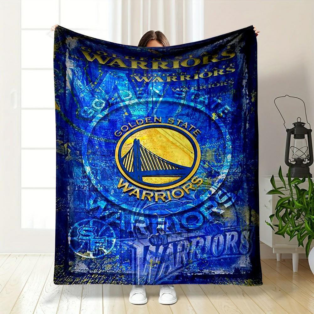 Golden State Warriors Logo Blue Theme Warm Blanket, Flannel Blanket for Bedroom, Living Room, Sofa, and Nap.
