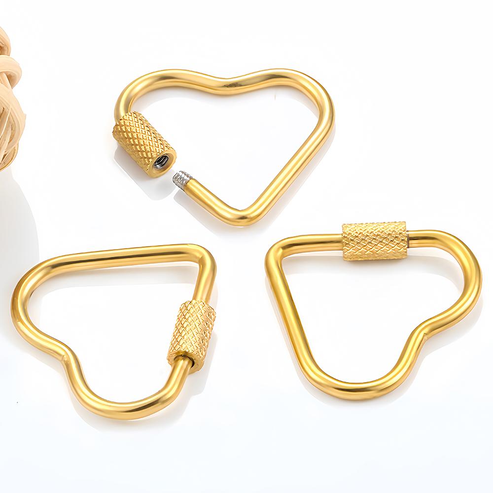 Stainless Steel Heart Oval Screw Locking Clasp Carabiner Clasps Hook Connector for Necklace Bracelet Keychain DIY Jewelry Making