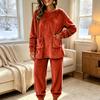 Women's Fashion Flannel Pajama Set Long Sleeve Top and Pants with Pockets Casual Warm 2 Piece Sleepwear