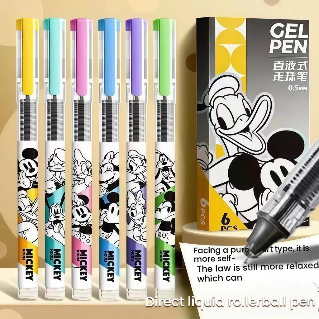 MINISO 6 Pcs/Set Cartoon Characters Limited Edition Cartoon Series Black 0.5mm Large Capacity Quick-drying Gel Pen Student/Office Stationery