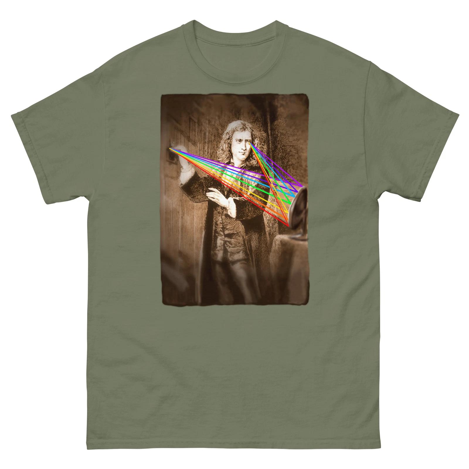 Isaac Newton T Shirt, prism, multicoloured spectrum XL