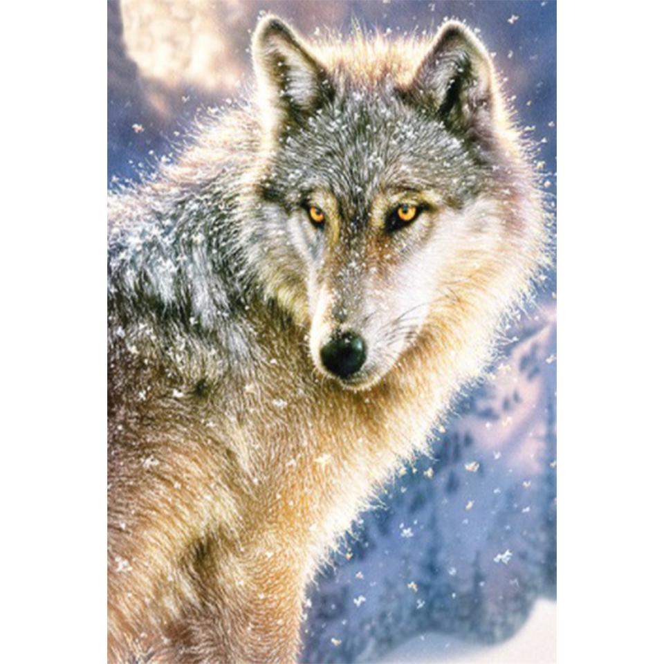 Pictură cu diamant DIY 5D cu strass Animal complet cu diamant brodat Lup Artă Imagine Mozaic Kit cusă de cruce Decorare cadou