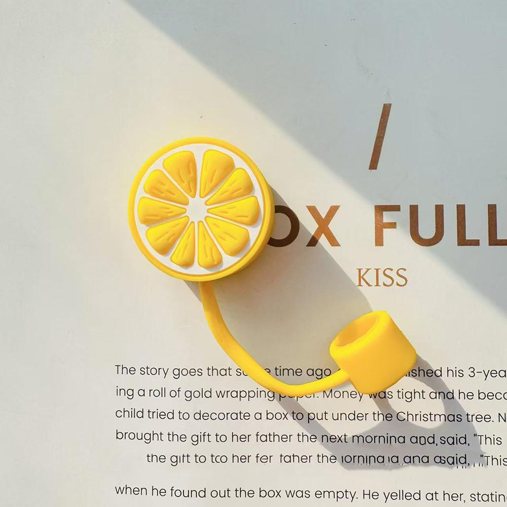 

Cute Lemon Straw Covers Kawaii Silicone Straw Toppers For Stanley Cup Dust Proof Straws Cap Tumbler Accessories For 10mm Straw