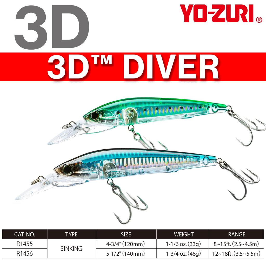 Saltwater Lure 3D Diver Sinking 140mm Flying Fish YO-ZURI Color