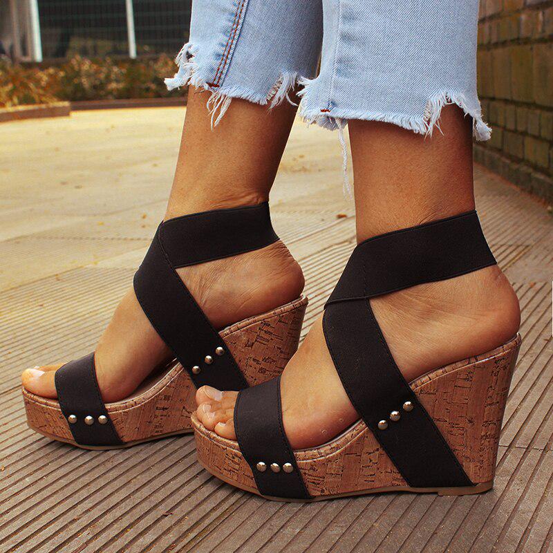 Buy Women Sandals Platform Sandals High Heels Shoes Elastic Strap
